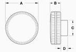 Round Notched Knob 2 Dimensions
